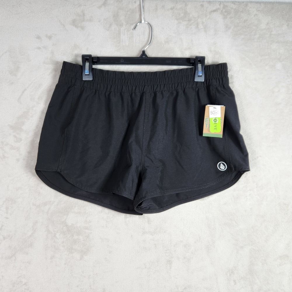 Volcom Board Shorts Womens Large Black Simply Solid Boardshorts Surf Swim Beach